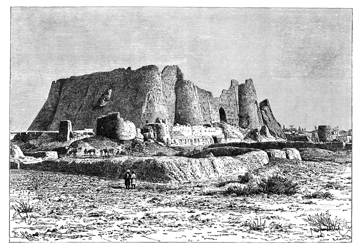 A fortaleza em ruínas de Veramin, Pérsia Irã, 1895. de Armand Kohl