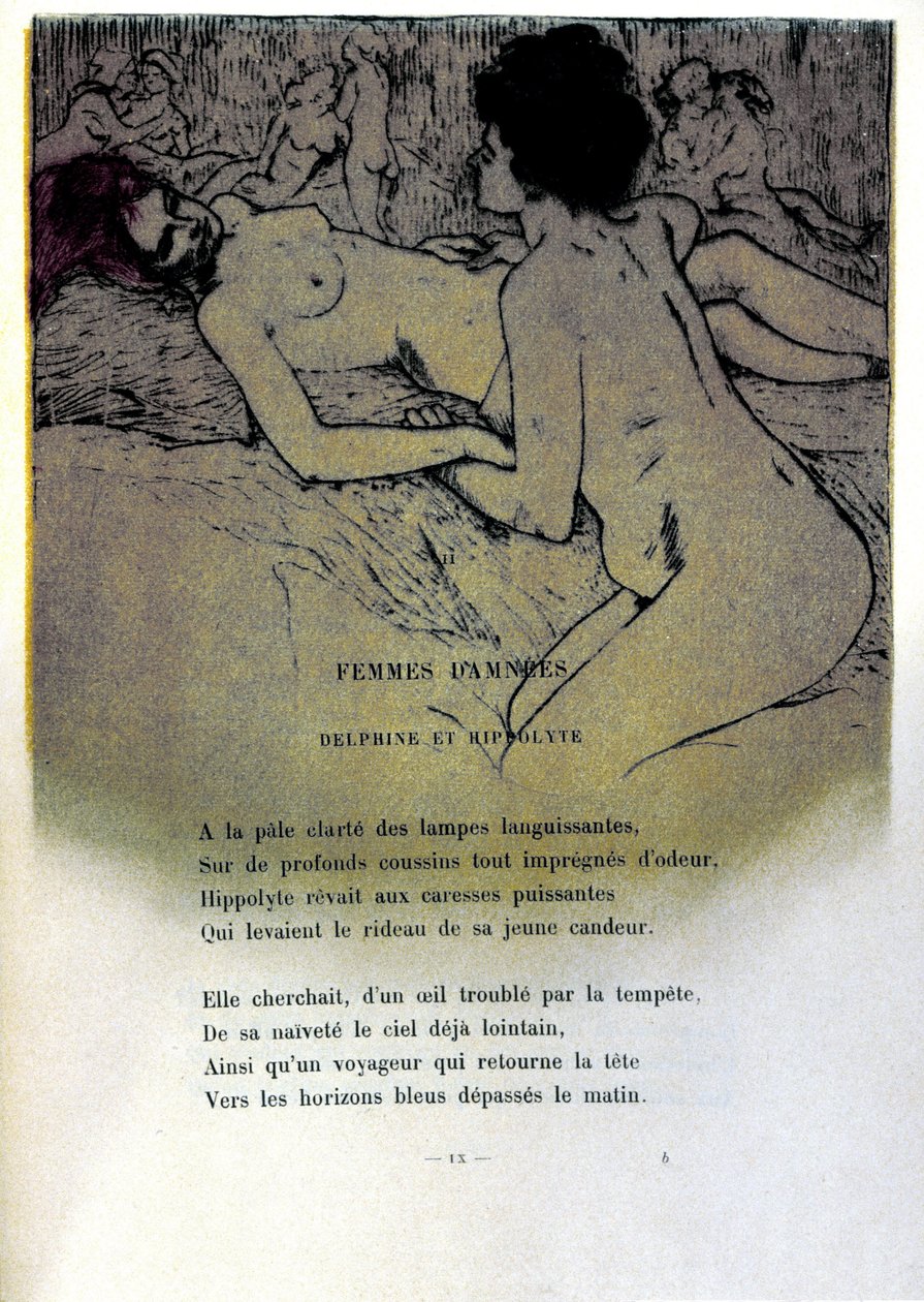 Ilustração de Armand Rassenfosse (1862 - 1934) para o poema "Femmes damnees" em "Les fleurs du mal" de Charles Baudelaire (1821-1867) 1899 de Armand Rassenfosse