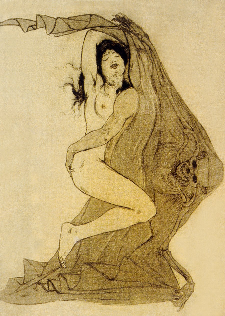 Ilustração das flores do mal, poemas por Charles Baudelaire, 1899 de Armand Rassenfosse