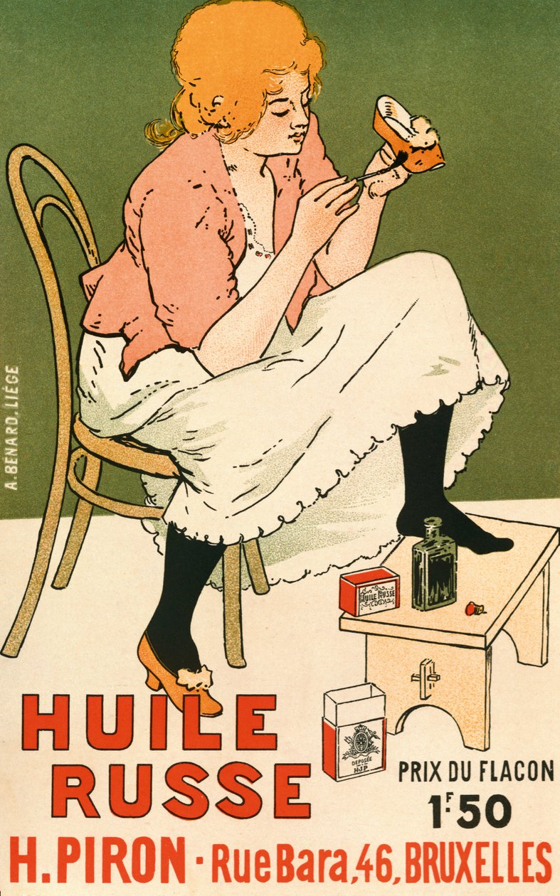 Cartaz publicitário protetor de sapato &39;Russian Oil&39;, 1896 de Armand Rassenfosse