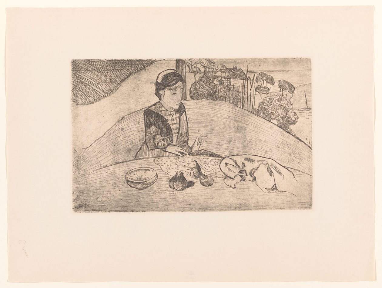 A esposa do fazendeiro bretão na mesa La femme aux figes de Armand Seguin (possibly)