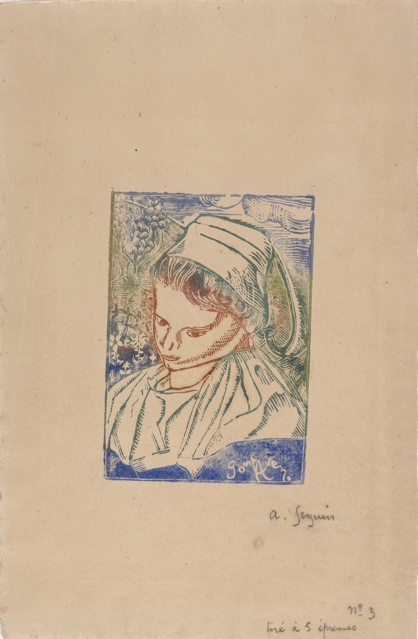 Bretonne de Pont-Aven (Bretonne de Pont-Aven) c.1896 (impressão em bloco de madeira com uma cor à la poupee) de Armand Séguin