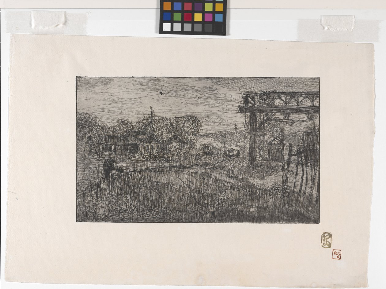 La Gare De Valmondois (A estação de comboio de Valmondois) (gravura e roleta) de Armand Séguin