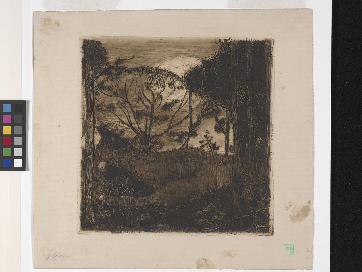Le Soir (noite) ou La Glaneuse (The Gleaner) (gravura, aquatint, lavis e roleta) de Armand Séguin