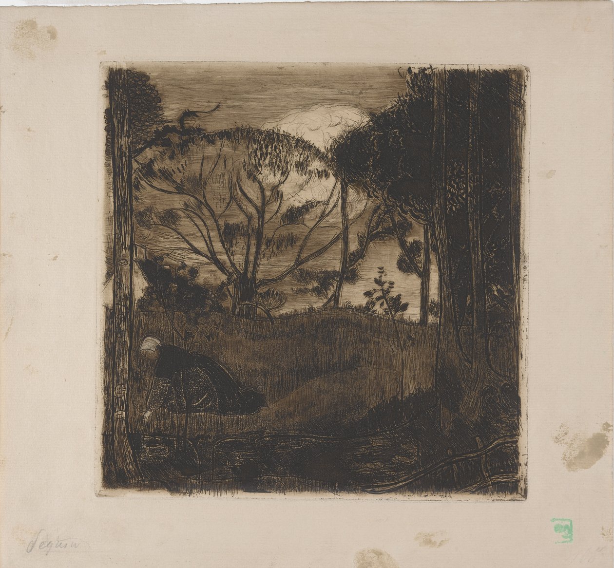 Le Soir (noite) ou La Glaneuse (The Gleaner) 1893 (gravura, aquatint, lavis & roulette) de Armand Séguin