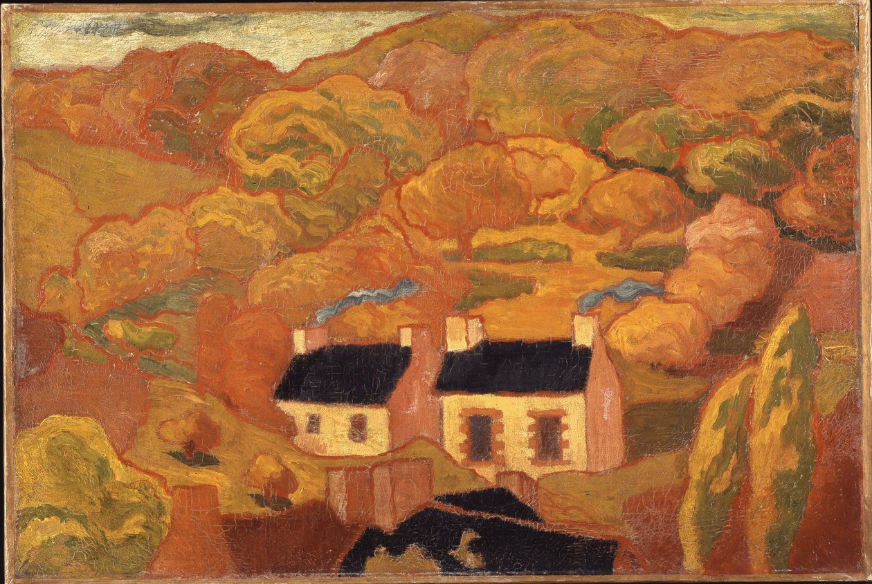 Dois Cottages de colmo c.1893-94 (óleo sobre tela) de Armand Séguin