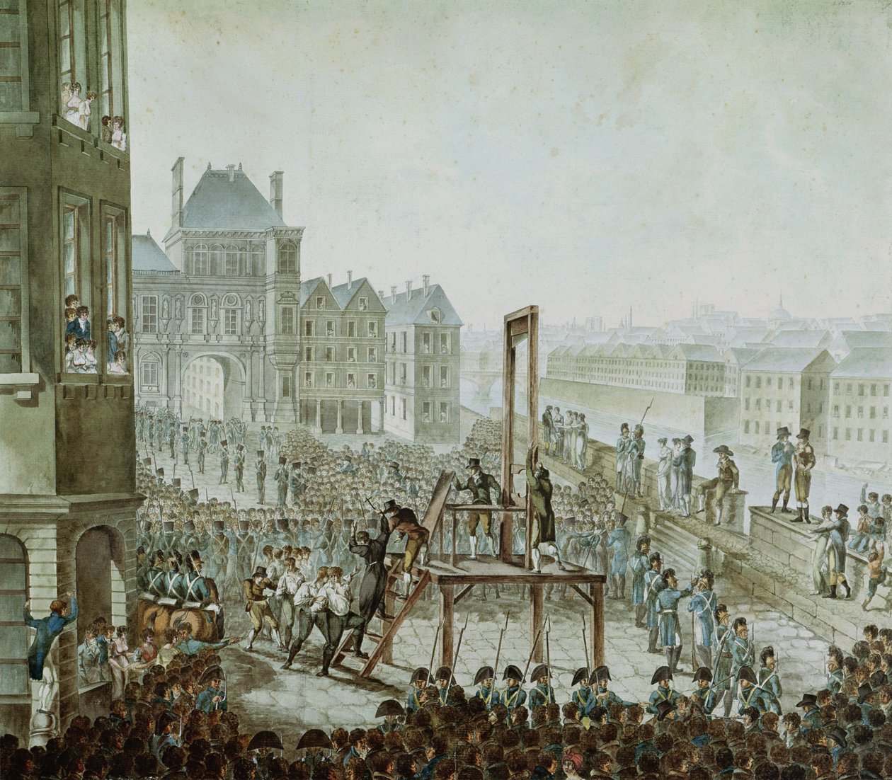 A execução de Georges Cadoudal (1771-1804) e seus cúmplices, Place de Greve, 25 de junho de 1804 (wc no papel) de Armand de Polignac