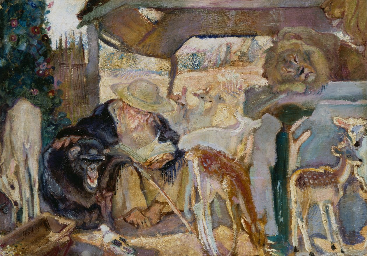 Santo António entre animais, de Armando Spadini (1883-1925), óleo a bordo, 66x96 cm de Armando Spadini