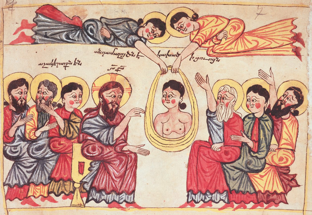 Cura dos enfermos de um evangelho, c.1200 de Armenian School