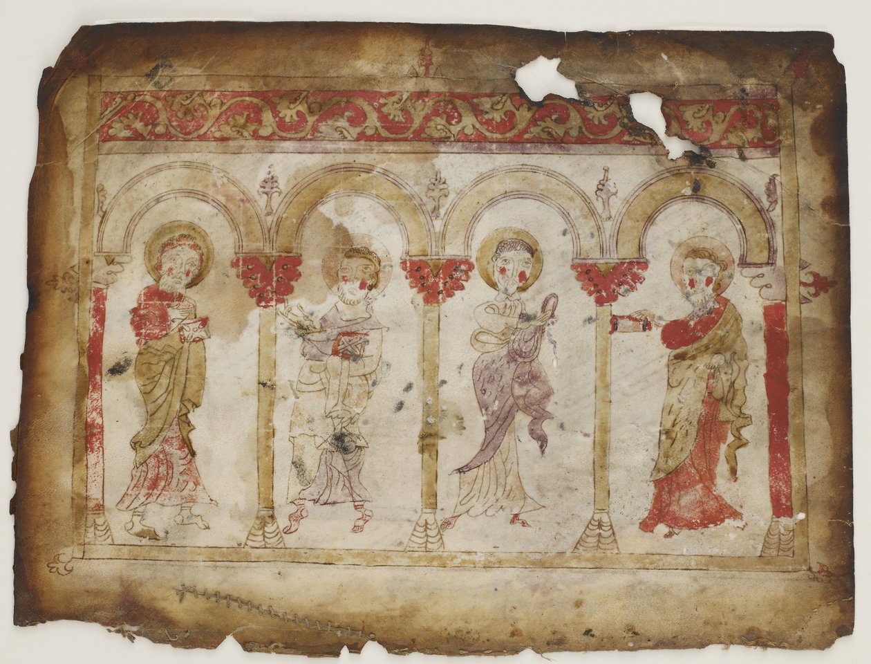 Retrato dos evangelistas de um evangelho (aguarela opaca, tinta e ouro em pergaminho) de Armenian School