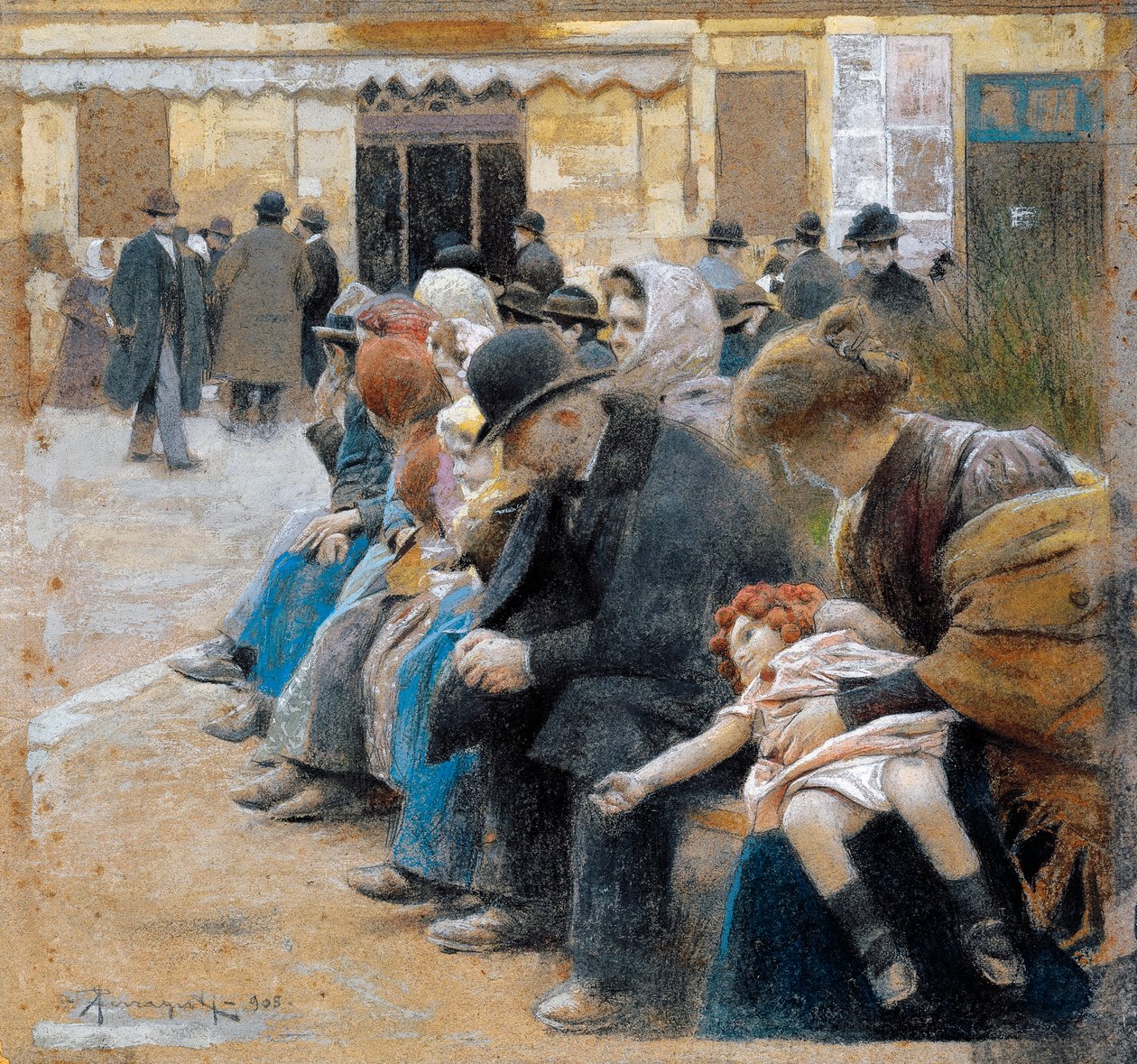 Emigrantes, por Arnaldo Ferraguti (1862-1925) de Arnaldo Ferraguti