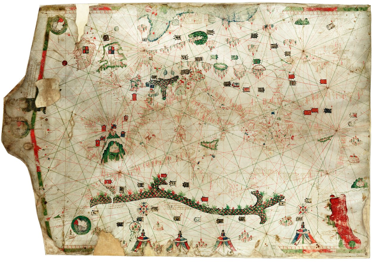 Uma carta mediterrânica que mostra o Atlântico Nordeste de Arnaldus Domenech