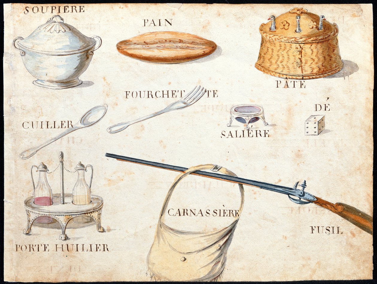 Ilustrações de "Um Livro do Alfabeto Francês de 1814", pub. de Charles Plante Fine Arts, 1814 de Arnaud de Beauregard
