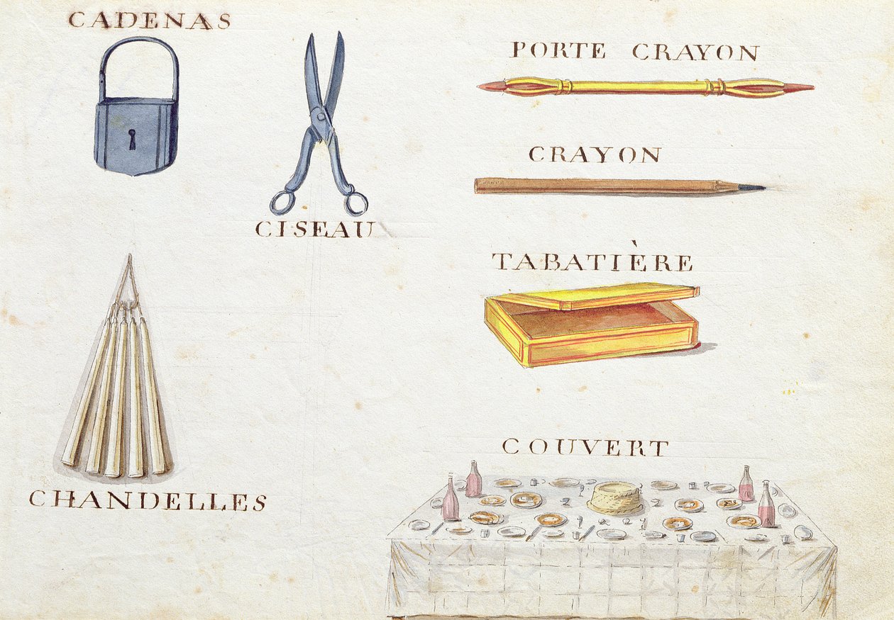 Ilustrações de "Um Livro do Alfabeto Francês de 1814", pub. de Charles Plante Fine Arts, 1814 de Arnaud de Beauregard