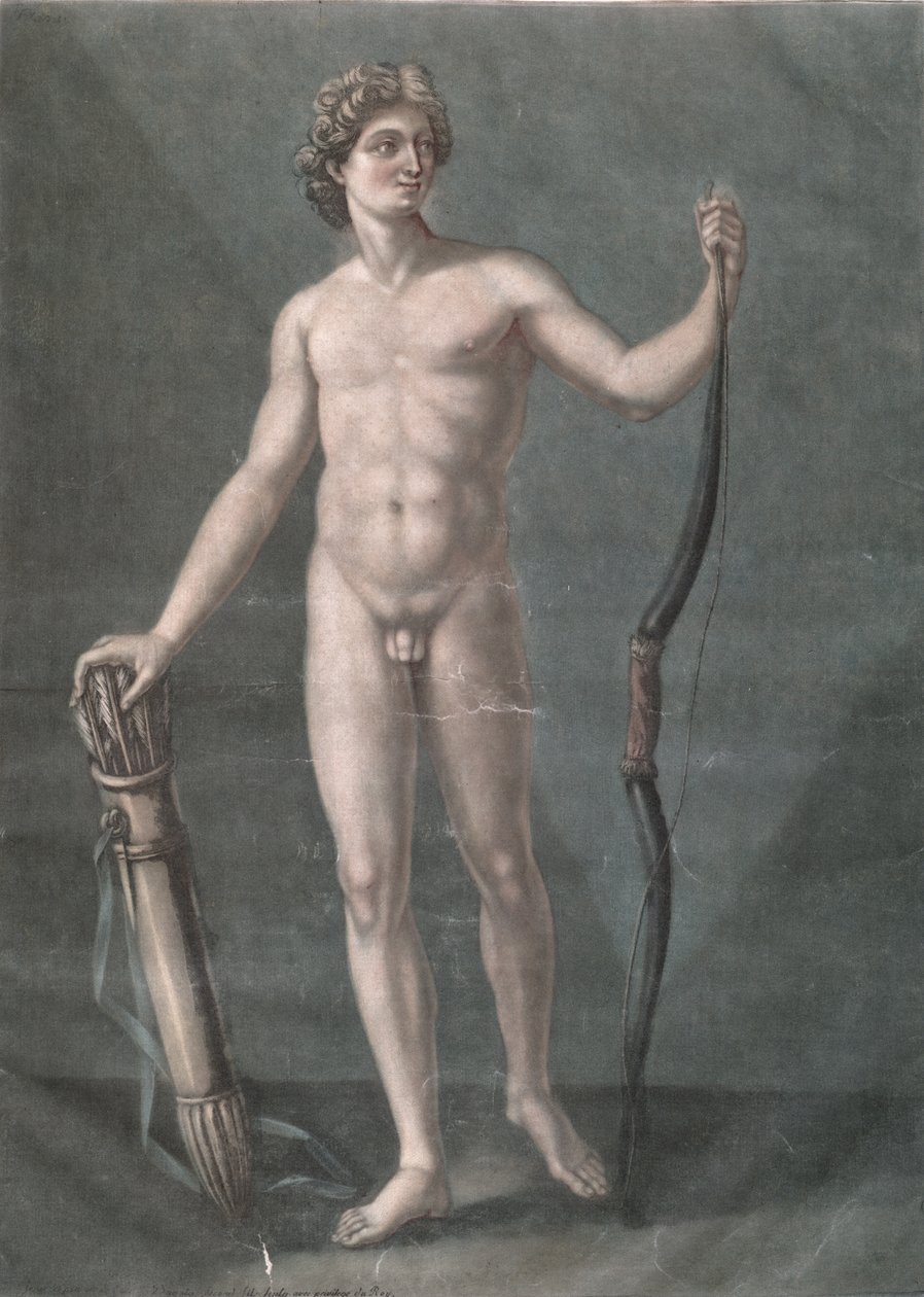 Apolo, a anatomia ideal (mezzotint) de Arnauld Eloi Gautier D