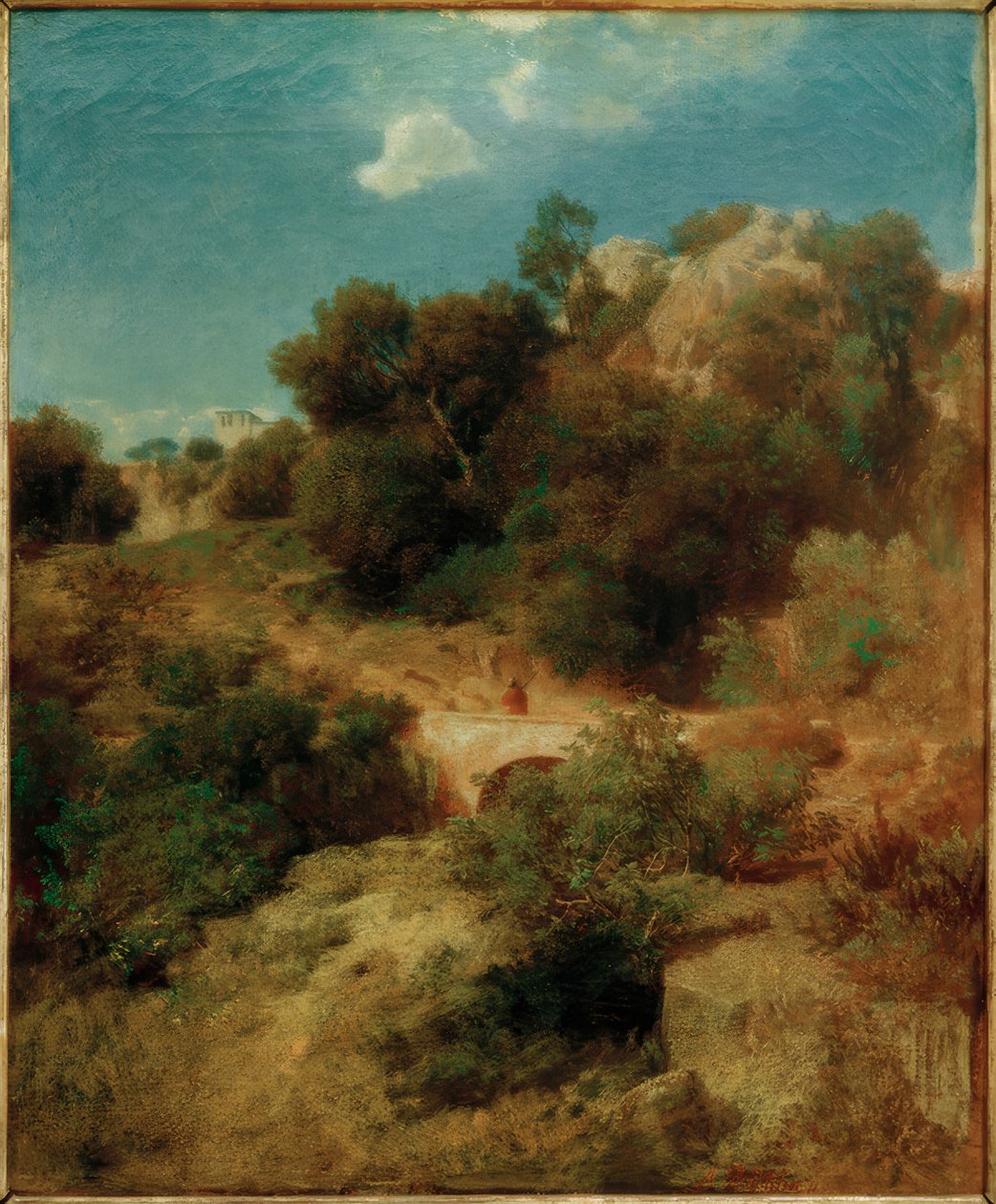 País das montanhas rochosas com ponte de Arnold Böcklin