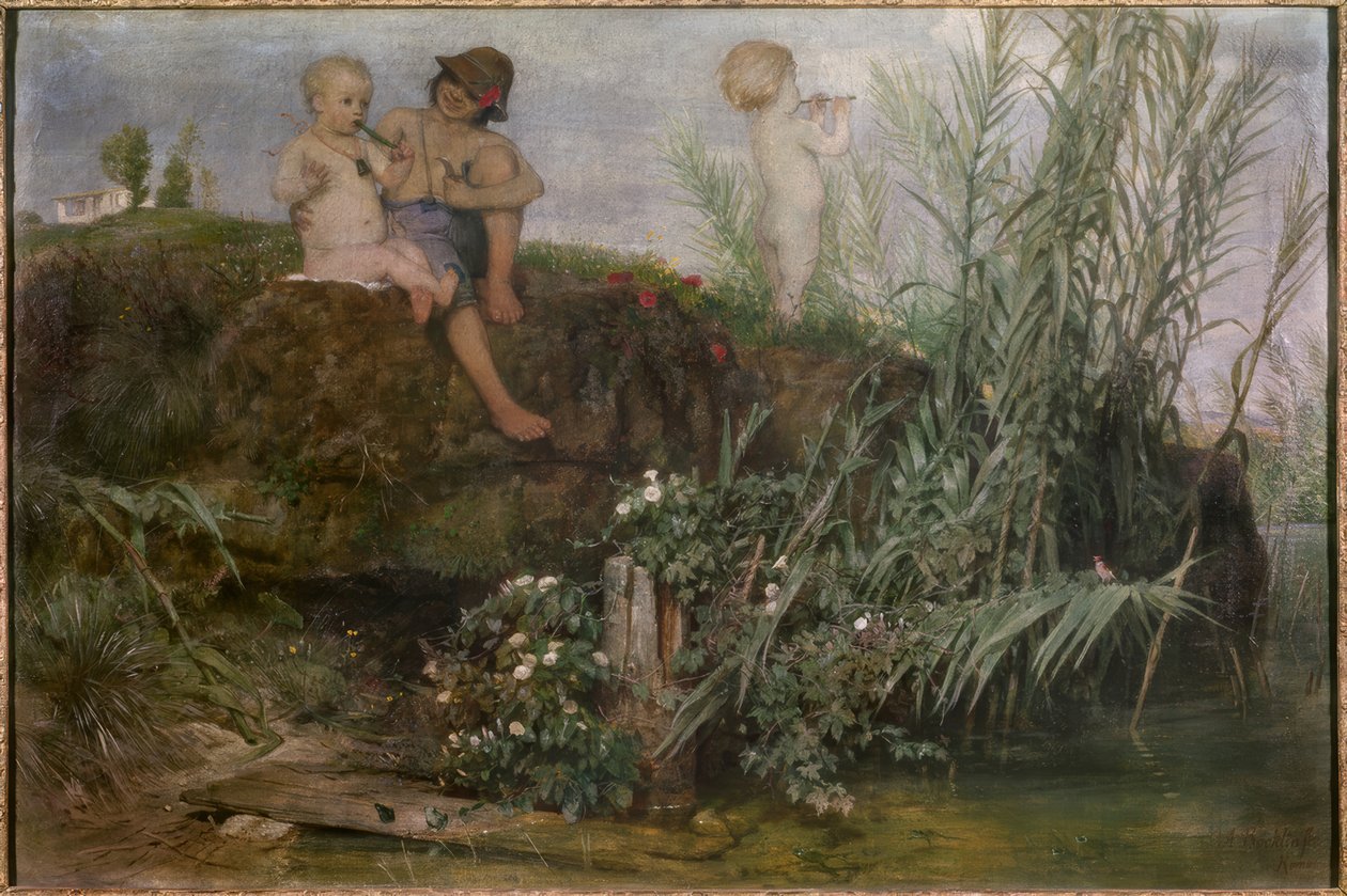 Assobios esculpindo crianças de Arnold Böcklin