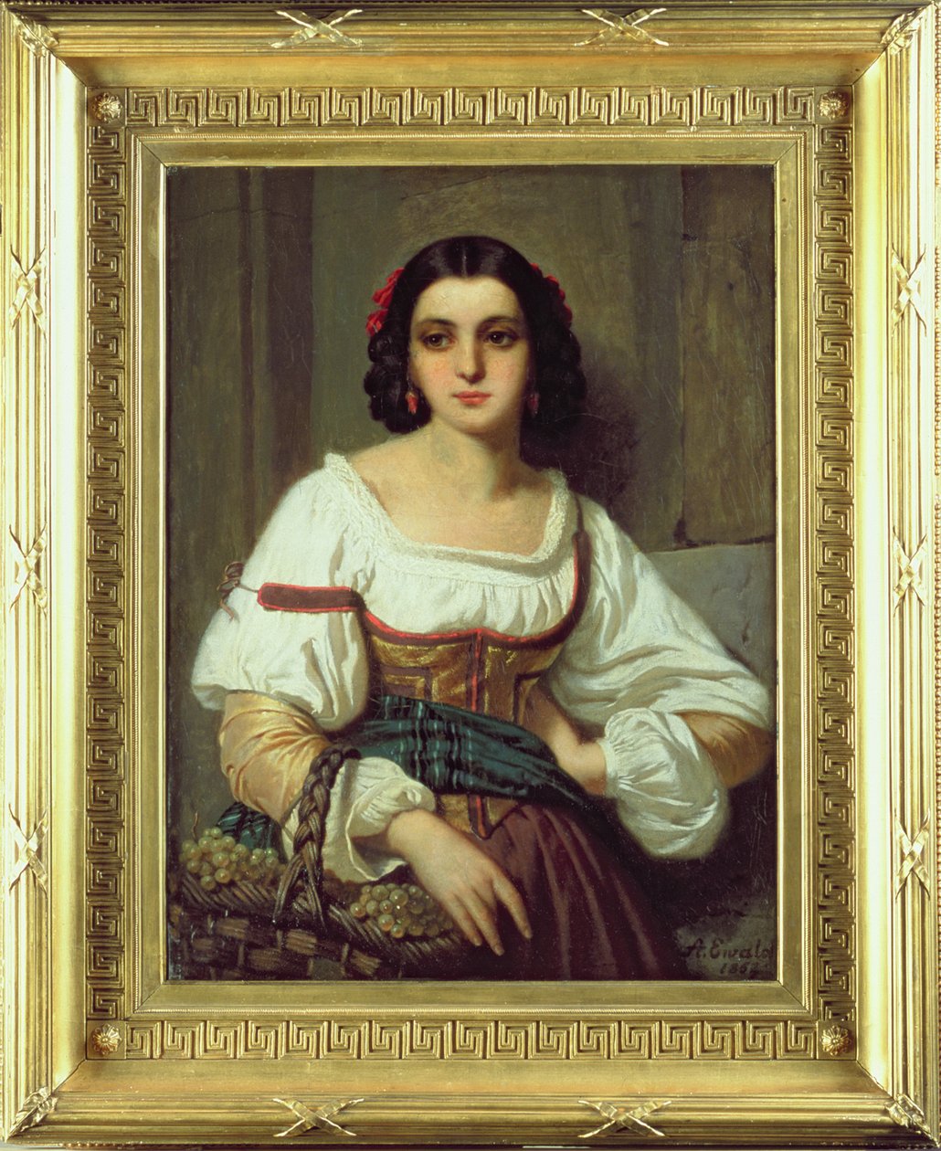 Mulher italiana com cesto de uvas, 1862 de Arnold Ferdinand Ewald
