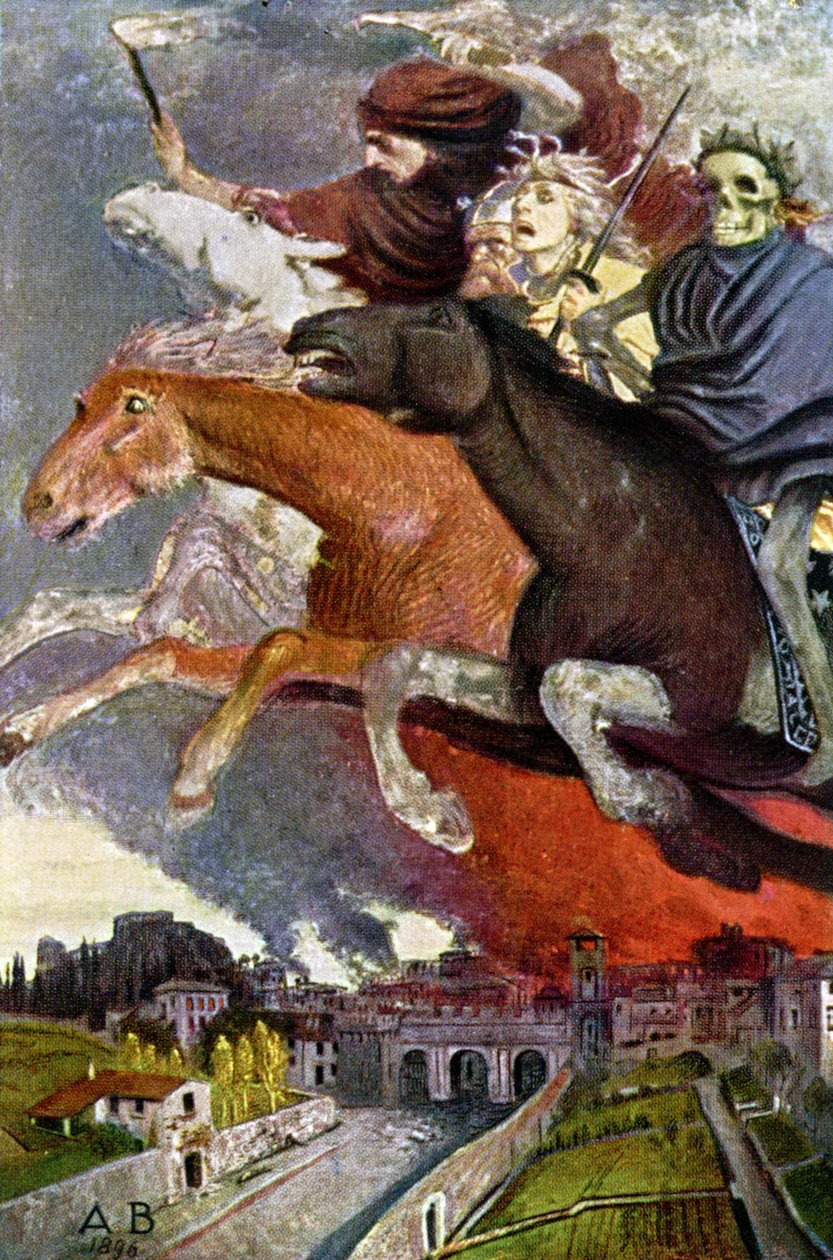 Alegoria da guerra, c.1910 (postal) de Arnold Böcklin