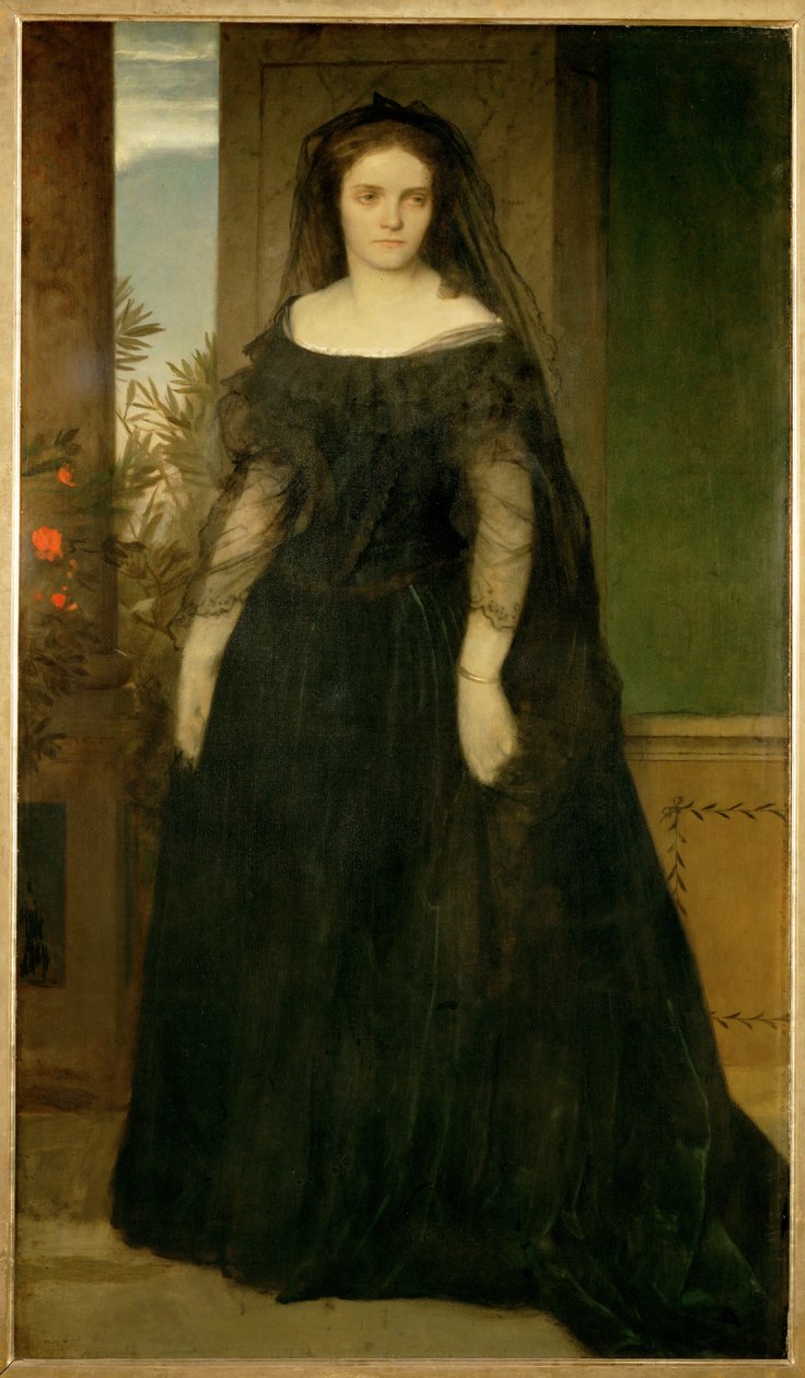 Bildnis der Schauspielerin Fanny Janauschek - Retrato da atriz Fanny Janauschek ... (pintura sobre tela) de Arnold Böcklin