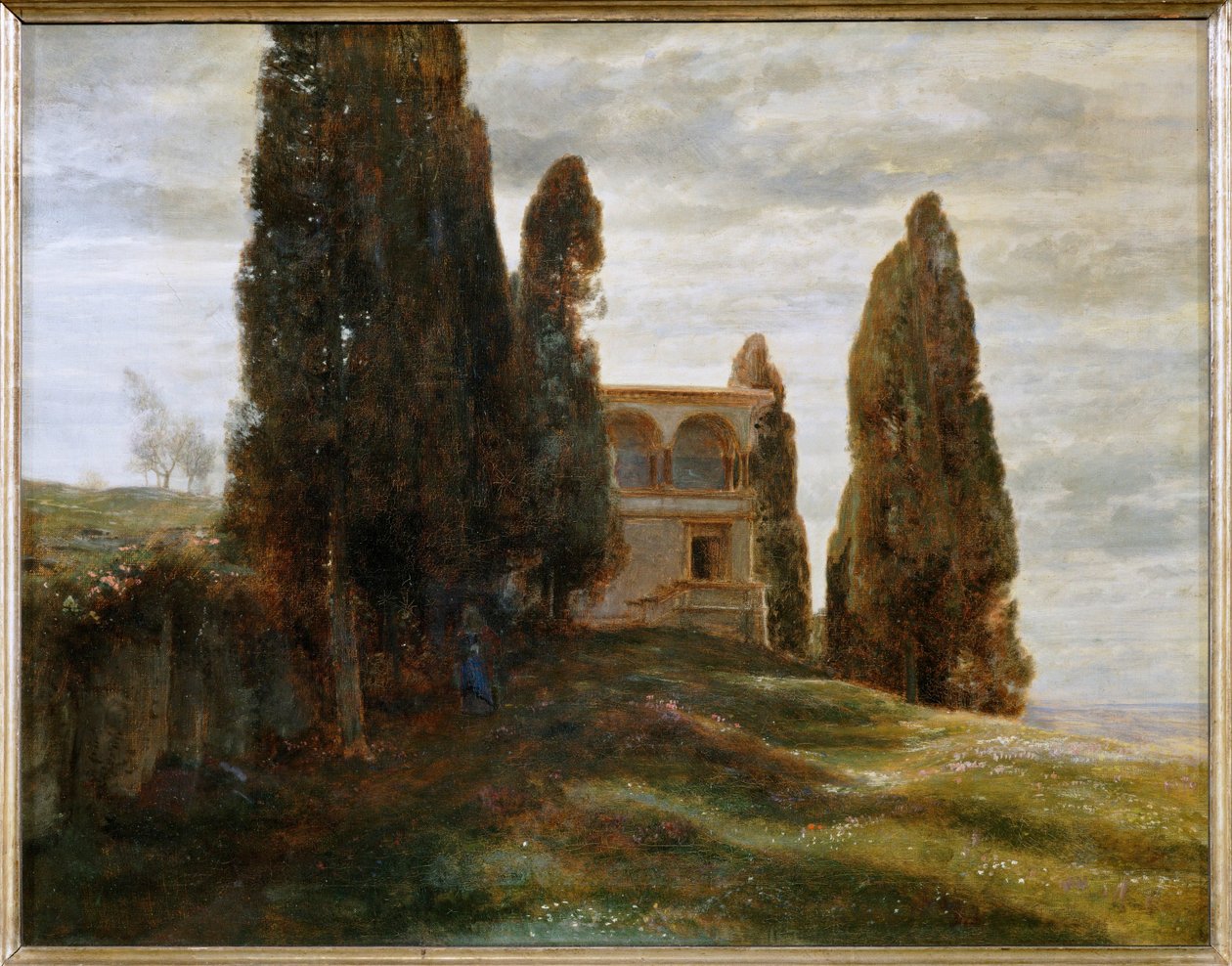 Italienische Villa im Fruehling - Villa italiana na primavera ... (pintura sobre tela) de Arnold Böcklin