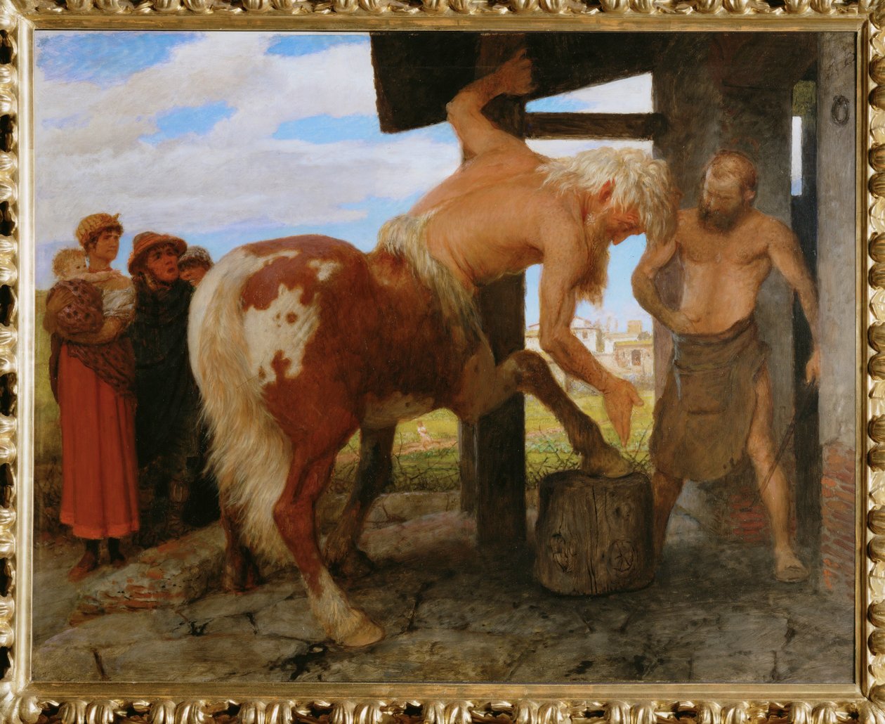 Kentaur in der Dorfschmiede - Centauro na ferraria da aldeia ... de Arnold Böcklin