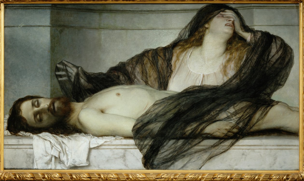 Maria Magdalena beweint den toten Christus - Maria Madalena deplora o Cristo morto ... (pintura sobre tela) de Arnold Böcklin