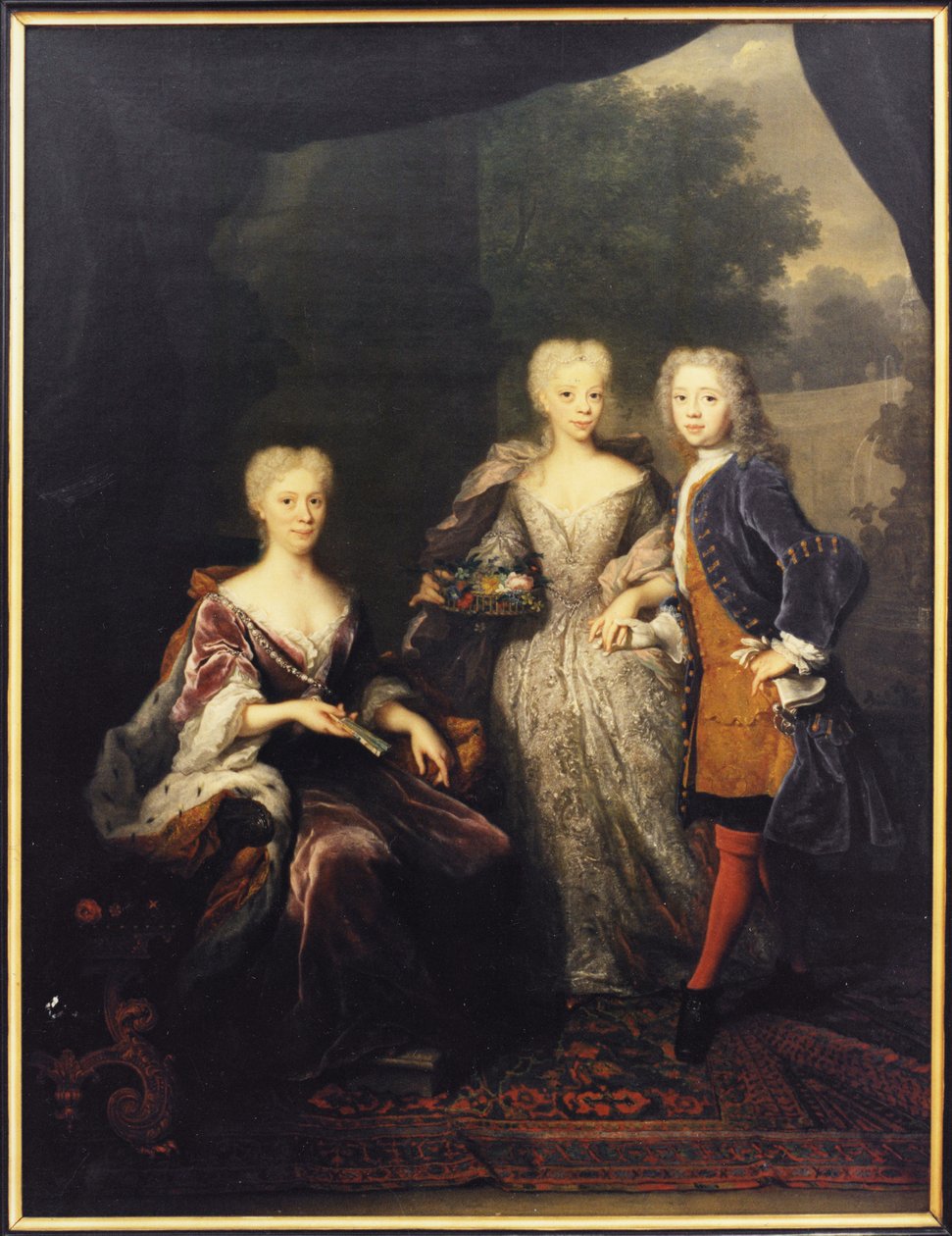 Marie Louise de Hesse Cassel, princesa de Orange avec ses enfants, Amelie d