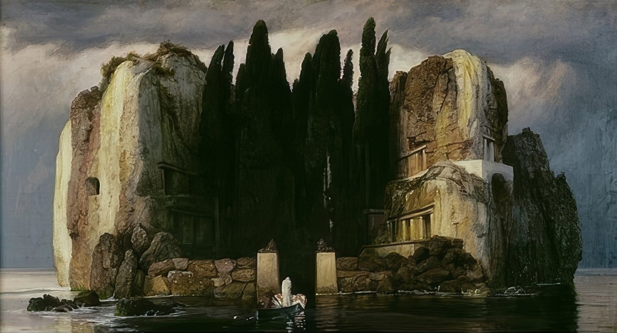 A Ilha dos Mortos. Quinta versão. 1886 de Arnold Böcklin