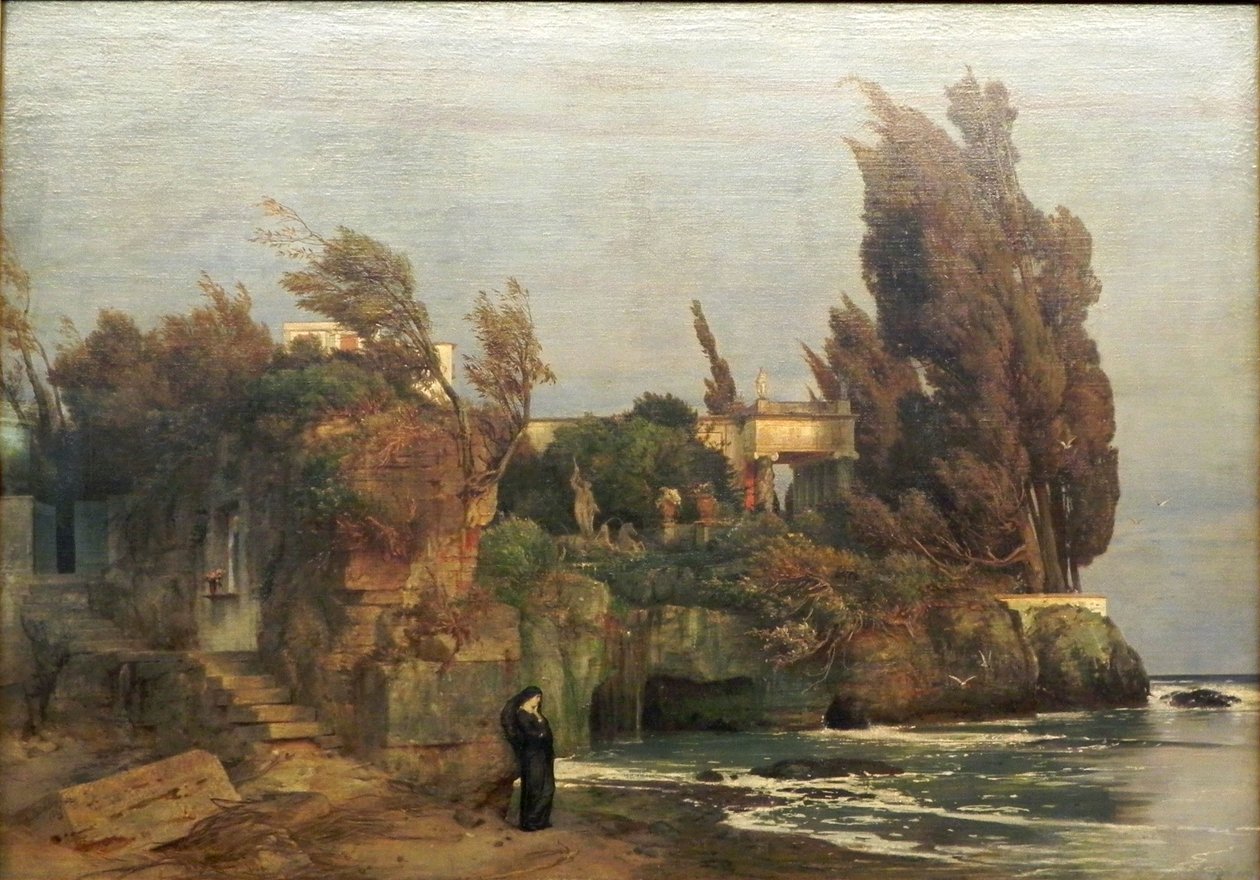 Alemão: Villa am Meer II Villa by the Sea, versão II de Arnold Böcklin