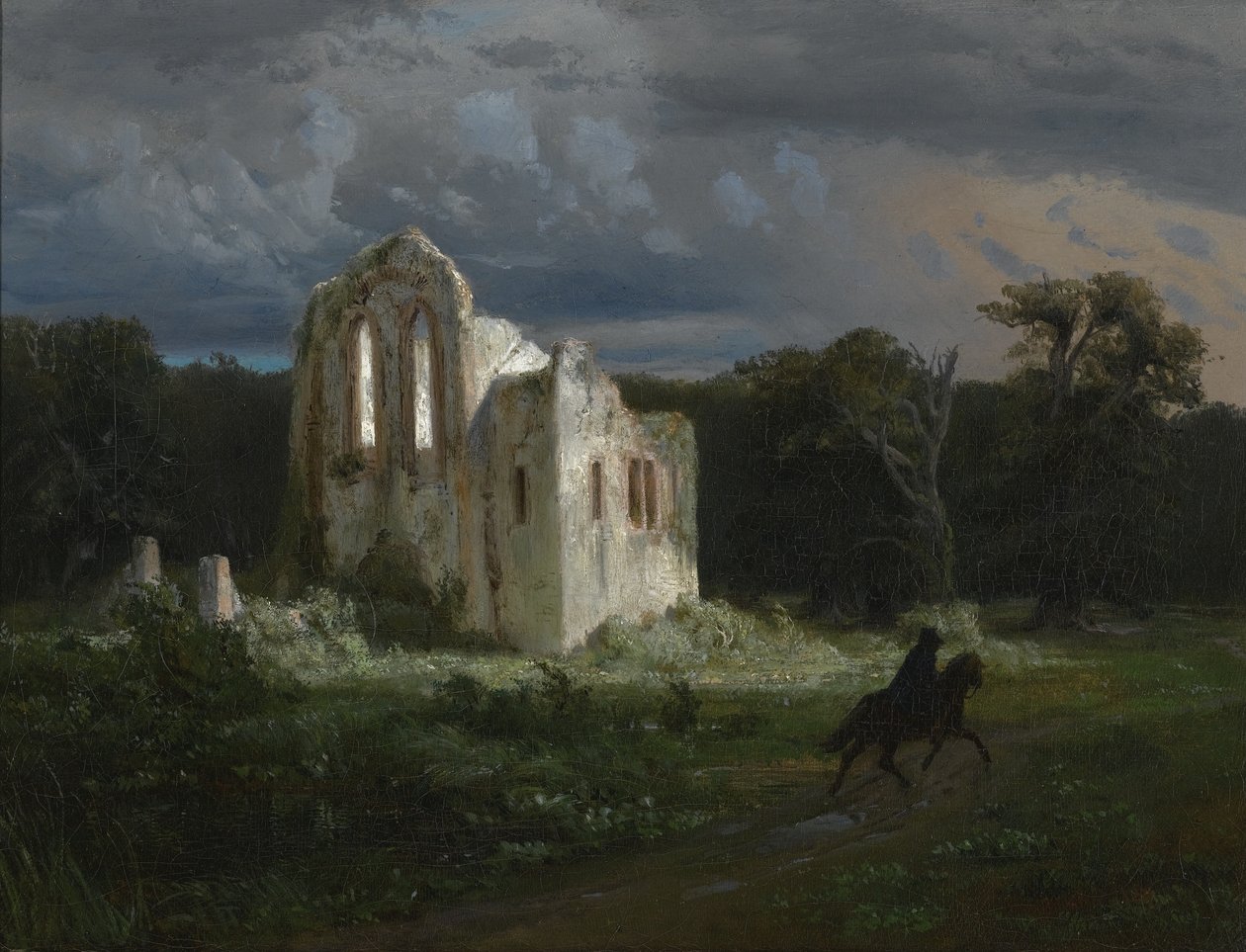 Paisagem ao luar com ruína de Arnold Böcklin