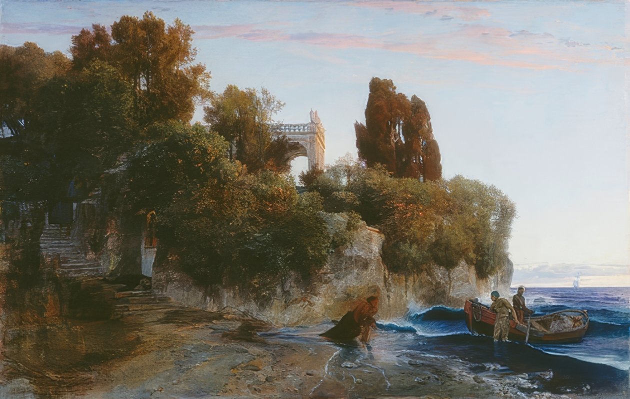 Castelo à beira-mar (assassinato no castelo). 1859 de Arnold Böcklin