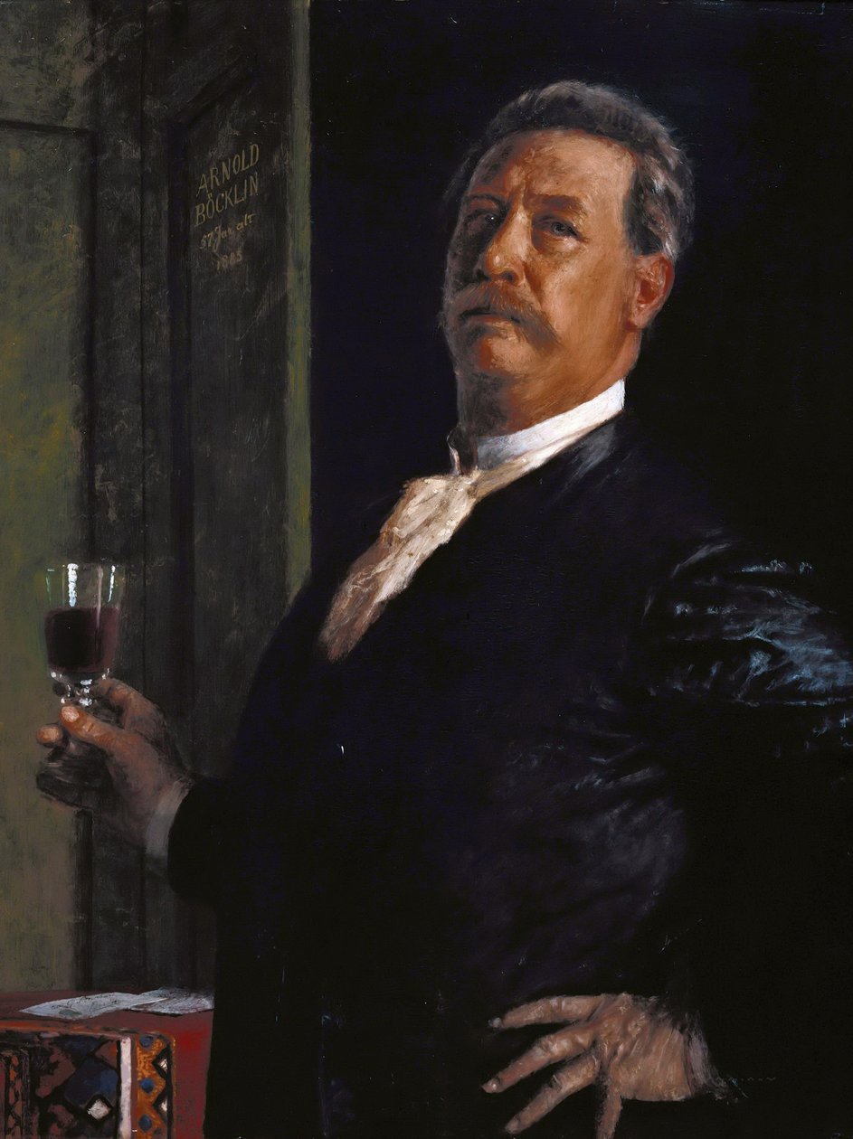 Auto-retrato com o copo de vinho, 1885. de Arnold Böcklin