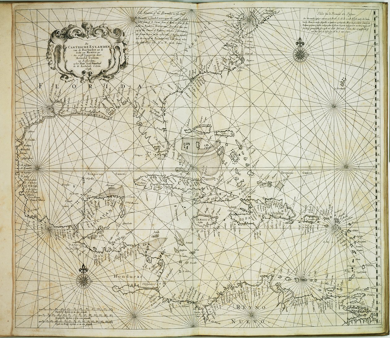 O Carybsche Eylanden de Barbados até à curva do México de Arnold & Colom Jacob Aertsz (1600 73) Colom