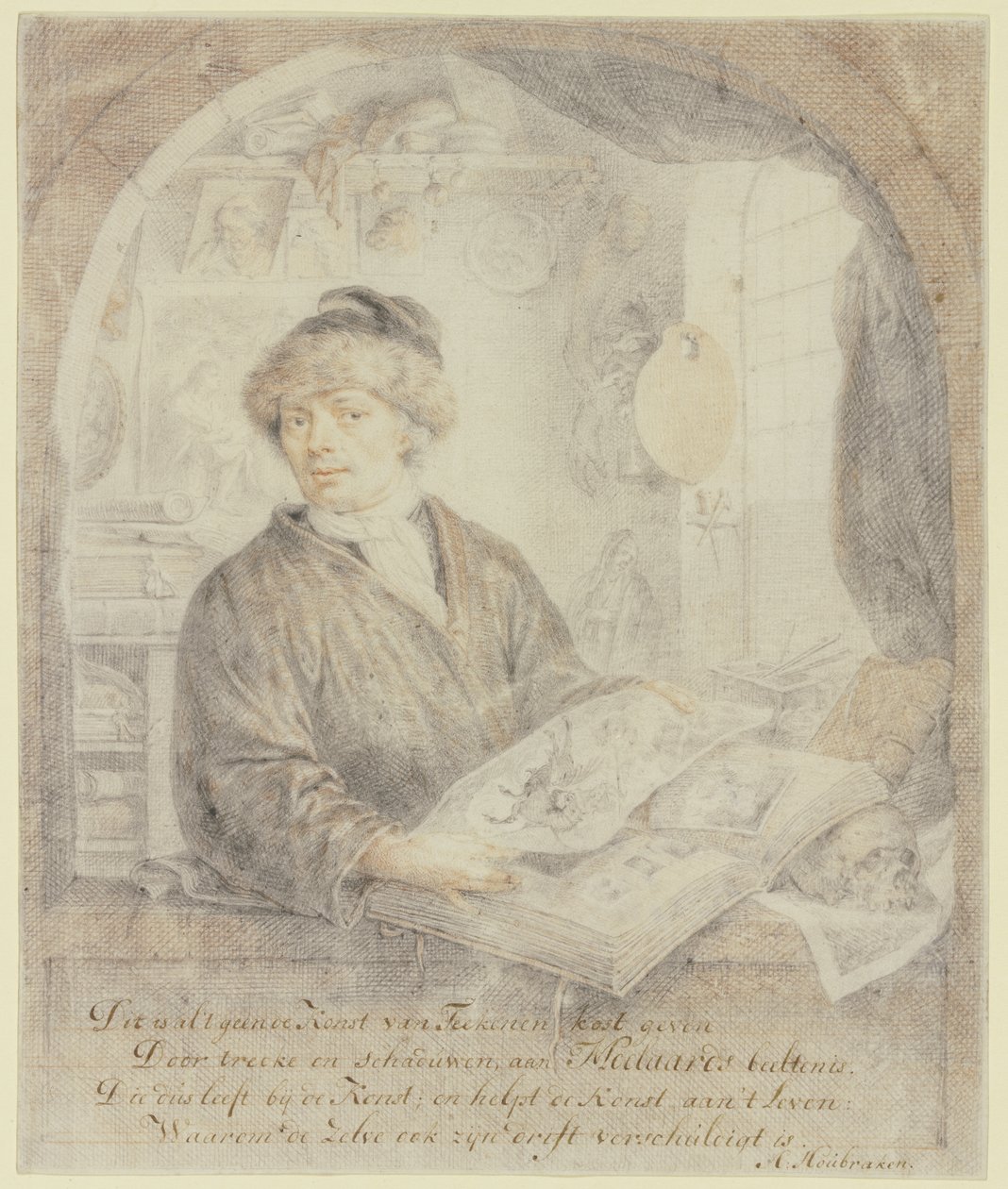 Retrato do comerciante de arte Jacob Moelaert de Arnold Houbraken