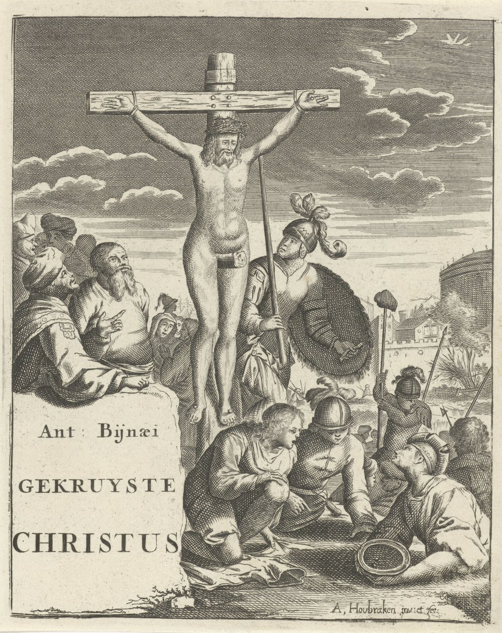 Cristo na cruz Página de rosto para: A. Bynaeus, Cristo Crucificado, 1725 de Arnold Houbraken