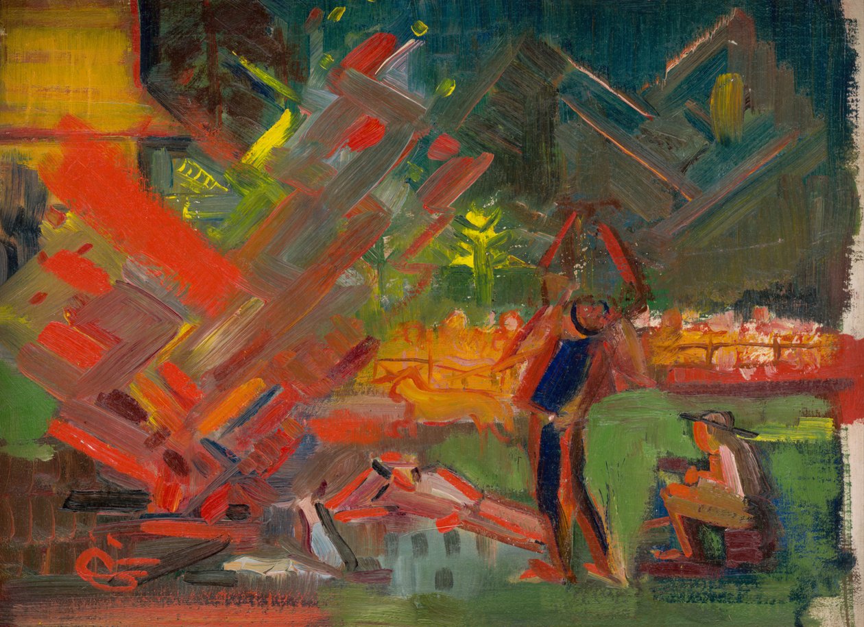 fogueira, c.1940 (óleo sobre tela) de Arnold Peter Weisz Kubincan