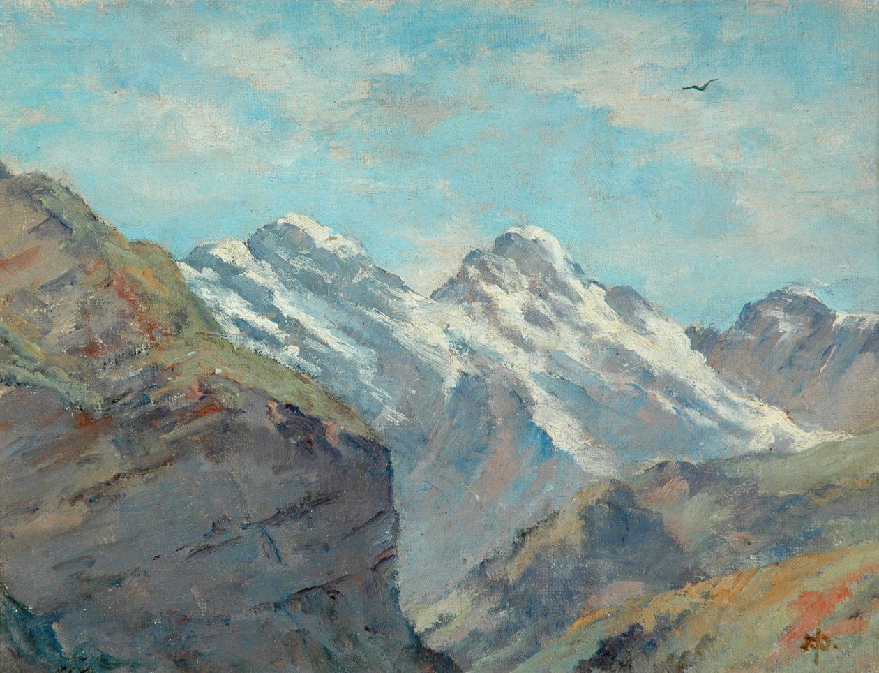 Ver na Noruega (óleo sobre tela a bordo) de Arnold Priestman