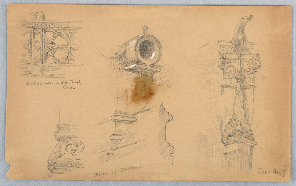 Esboços arquitetônicos em Caen de Arnold William Brunner