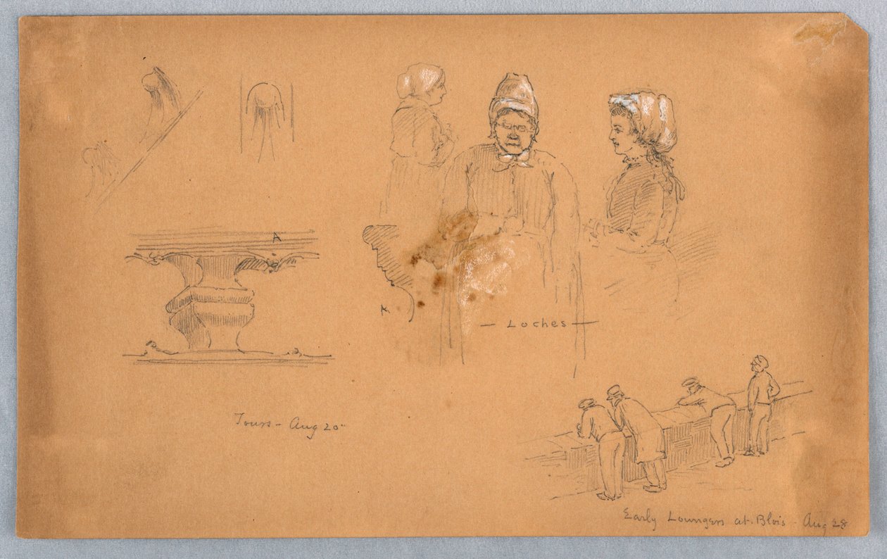 Esboços arquitetônicos e de figuras de Arnold William Brunner
