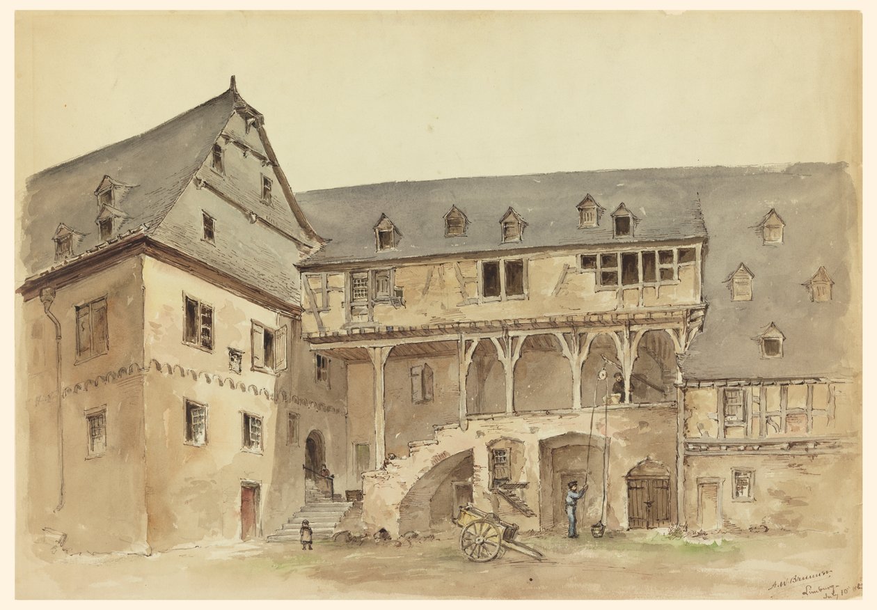 Pátio de uma mansão medieval de Arnold William Brunner