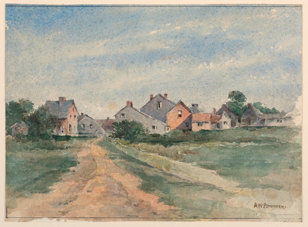 Paisagem com casas de Arnold William Brunner