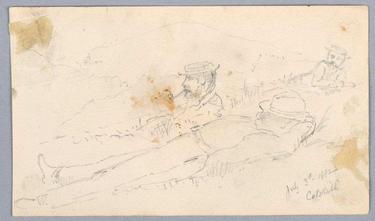Homens descansando na encosta de Catskill de Arnold William Brunner