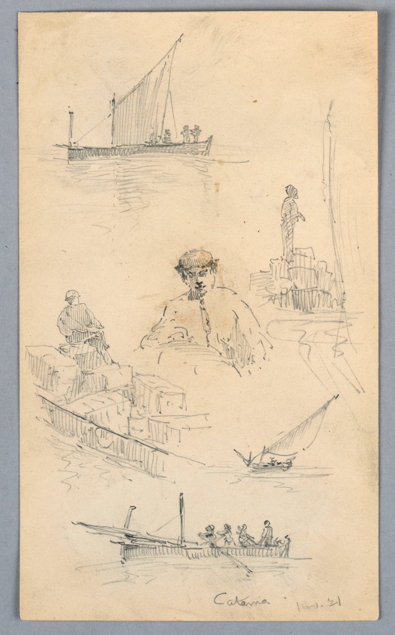 Esboços no porto de Catania de Arnold William Brunner
