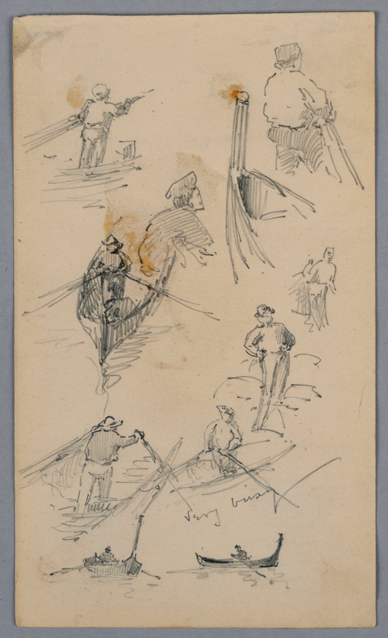 Esboços de figuras em barcos de Arnold William Brunner