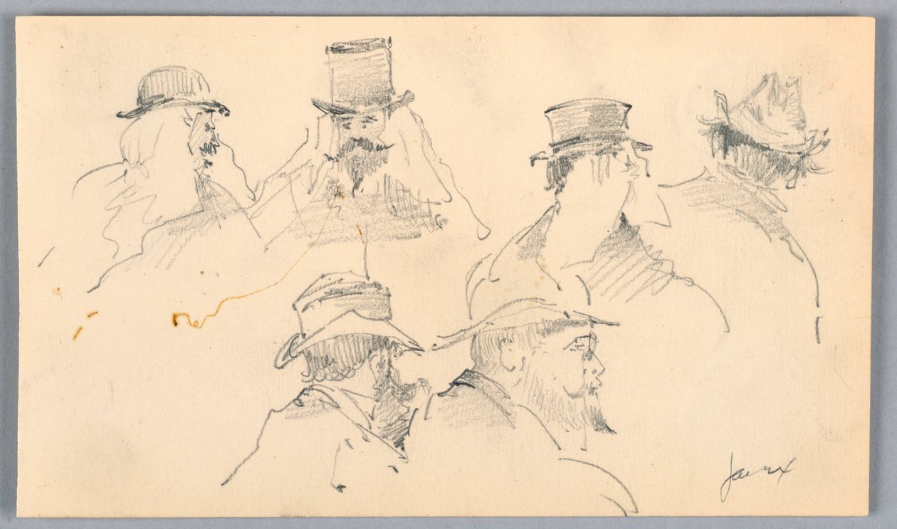 Esboços de cabeças de homens de Arnold William Brunner