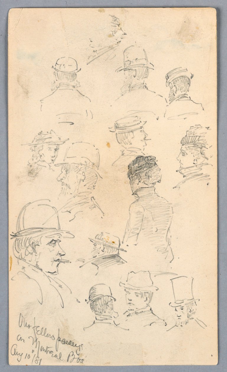 Esboços de pessoas no barco de Montreal de Arnold William Brunner