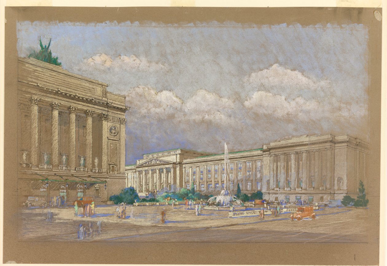 Estudo para o Proposed Music and Arts Center, Nova York, NY de Arnold William Brunner