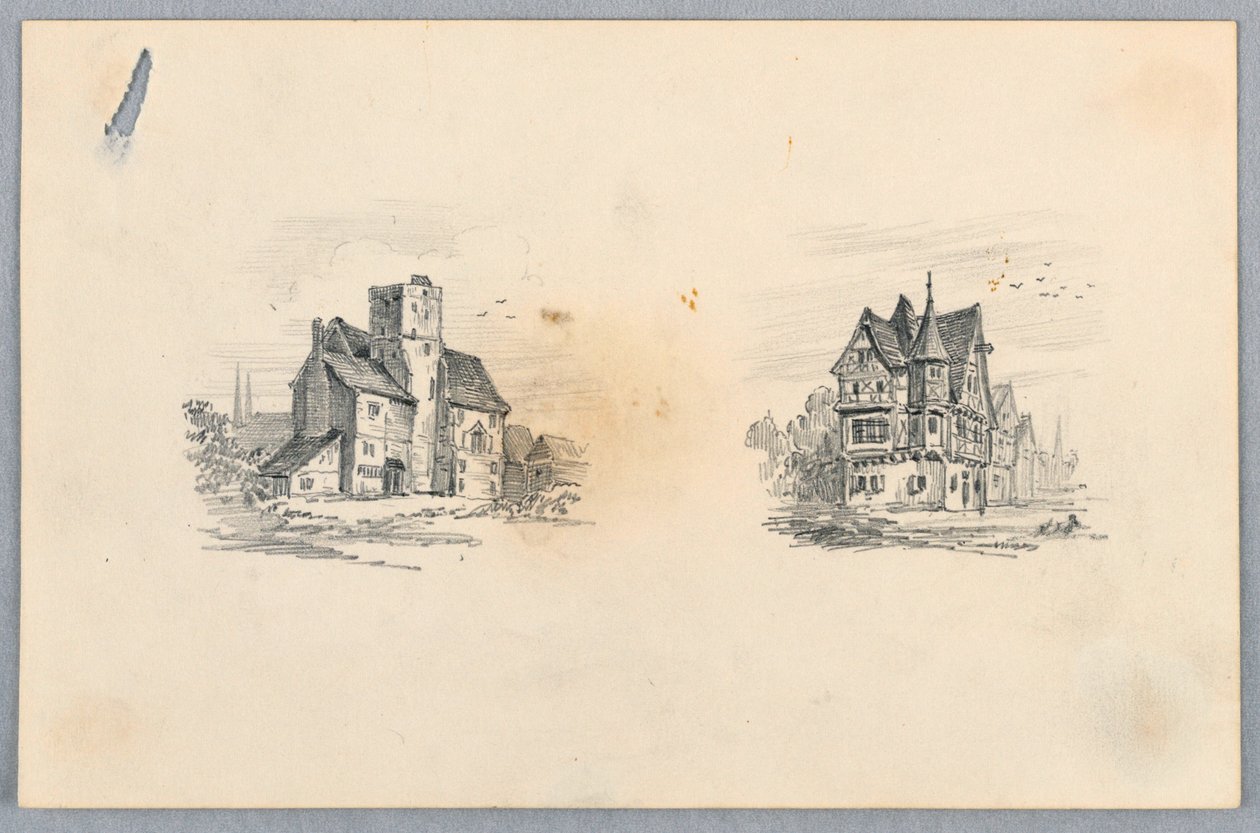 Dois esboços de casas de Arnold William Brunner