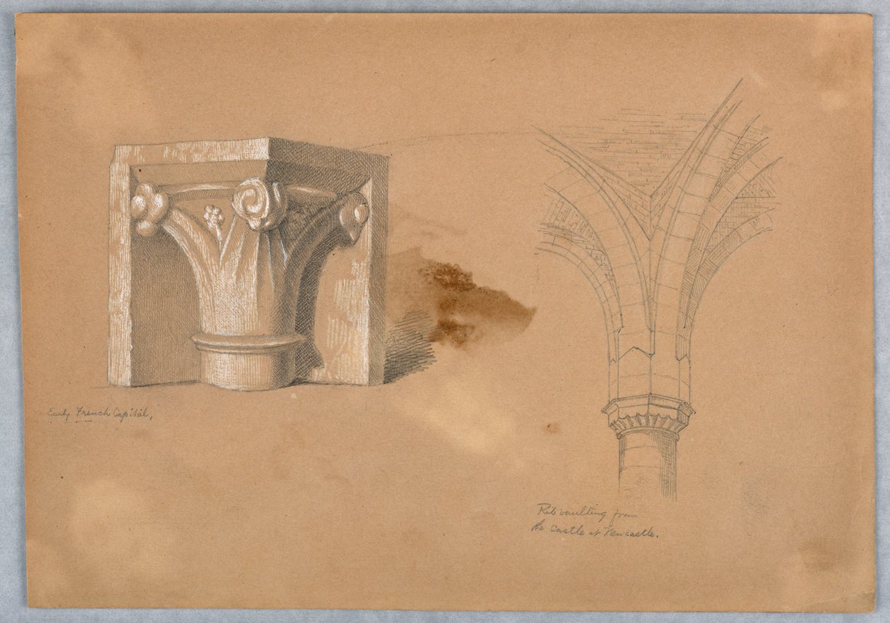Dois estudos de detalhes arquitetônicos de Arnold William Brunner